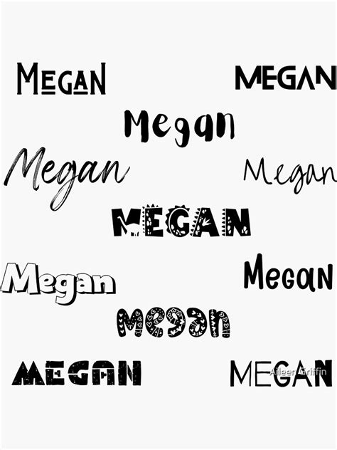 Megan In 10 Different Fonts Sticker For Sale By Magleen Redbubble