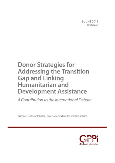 Donor Strategies For Addressing The Transition Gap And Linking