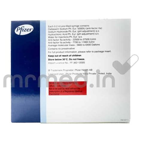 Buy Fragmin 5000Iu Injection Online: Uses, Price, Dosage, Instructions, Side Effects | MrMed