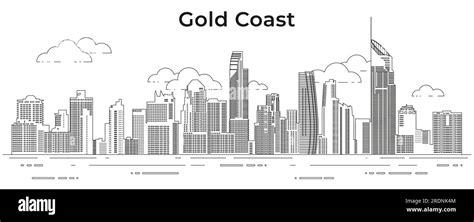 Gold Coast Skyline Line Art Vector Illustration Stock Vector Image