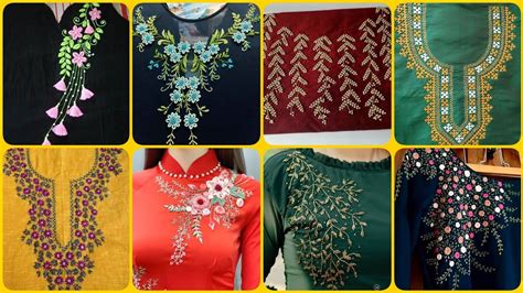 Beautiful Hand Embroidery Design For Kurti Neck Neck Embroidery Design