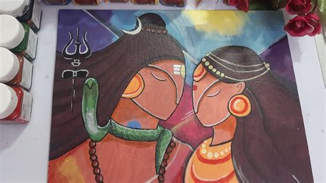 Lord Shiv Parvati Acrylic Painting For Beginners Abstract Canvas