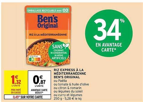 Promo Riz Express La M Diterran Enne Ben S Original Chez Intermarch