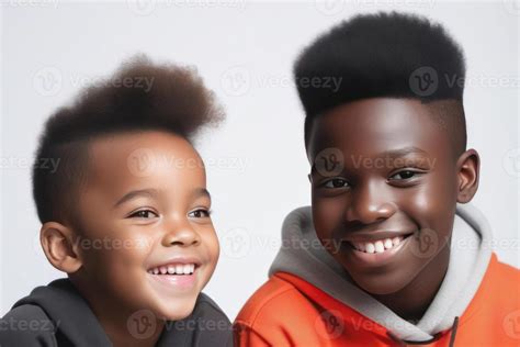 Happy young black skin kids smiling. Concept of children's friendship ...