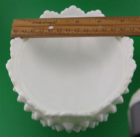 Vintage Fenton White Milk Glass Hobnail Oval 4 Footed Candy Dish 1783806