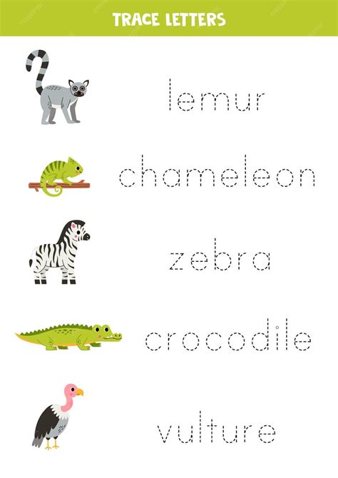 Premium Vector Tracing Letters With Cute African Animals Writing Practice