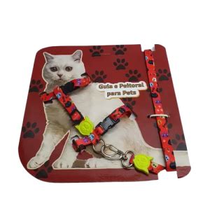 Guia Peitoral Gato Luxo Macho Estampas E Cores Diversas Tamanho M