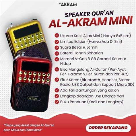 Jual Speaker Murottal Quran Mini Al Akram Speker Alquran Lengkap Juz