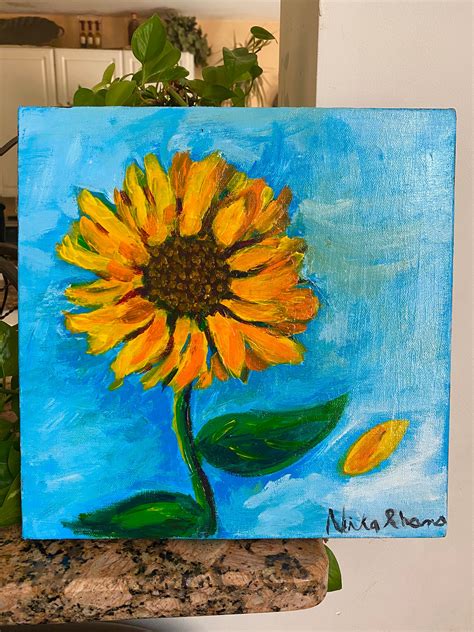 Original Sunflower Painting Flower Acrylic Painting On Canvas Etsy De