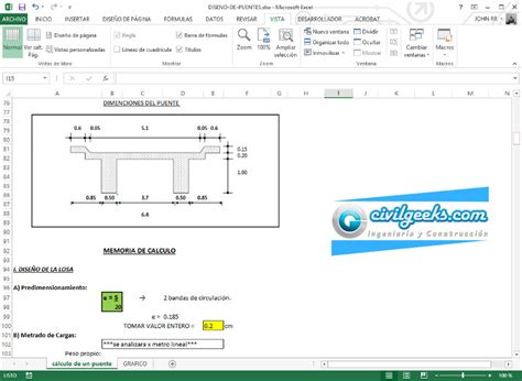 Excel Para Diseño Estructural De Un Puente Tipo Viga Losa Puentes Disenos De