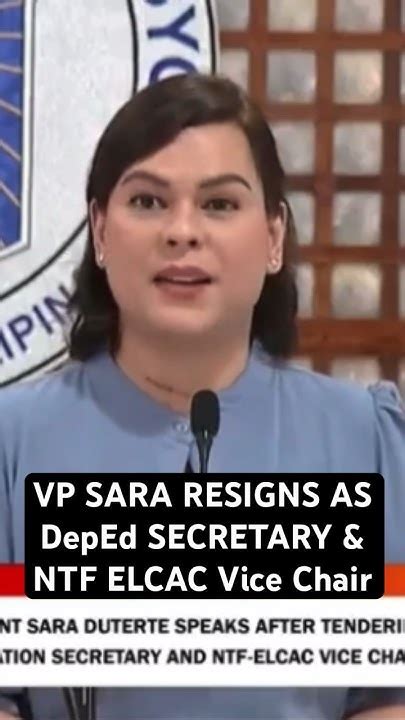 Breaking Vp Sara Duterte Resigned As Deped Secretary And Ntf Elcac