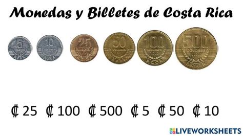 Monedas Y Billetes De Costa Rica Worksheet Clasificacion De