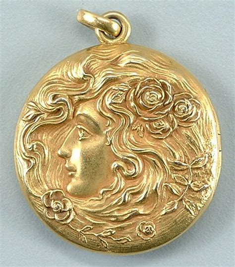 11 Gold Art Nouveau Locket Lady S Head Flo Feb 22 2003 Brunk