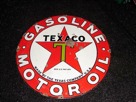 1930s Texaco Motor Oil 42 Single Sided Porcelain Service Sta