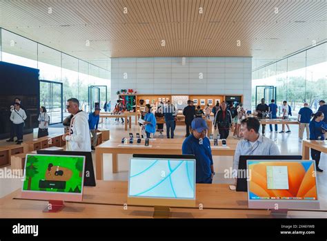 apple store interior  modern design  mountain view ca stock