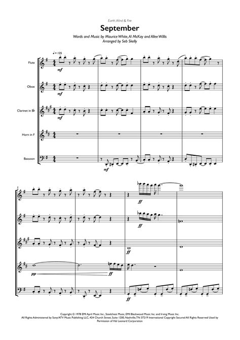 September Arr Seb Skelly By Earth Wind Fire Sheet Music For