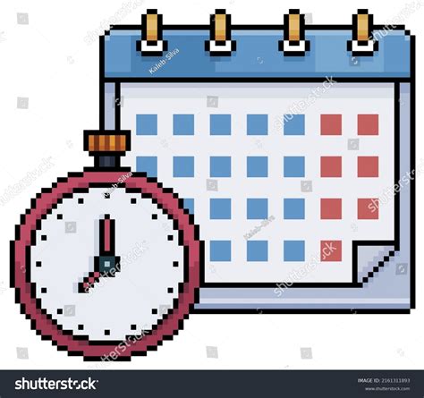 Pixel Art Calendar Stopwatch Vector Icon Stock Vector Royalty Free