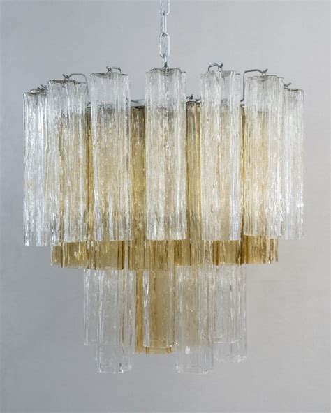 Vintage Italian Murano Tronchi Glass Chandeliers By Venini C S