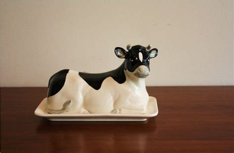 Vintage ceramic COW butter dish with lid Otagiri Japan