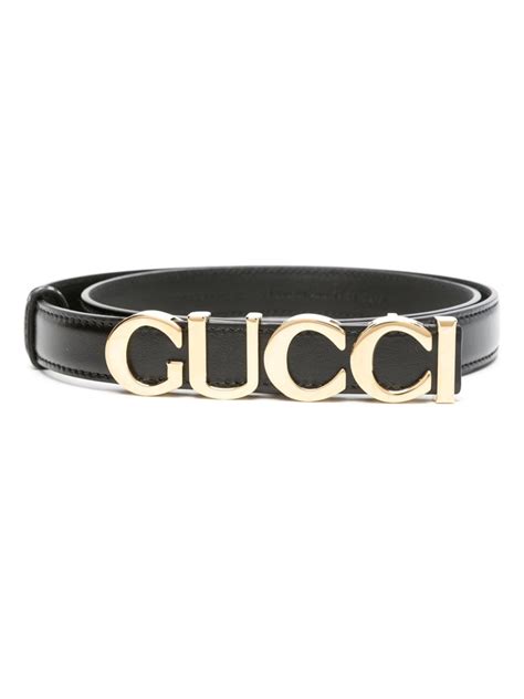 Gucci Buckle Thin Belt In Black Modesens