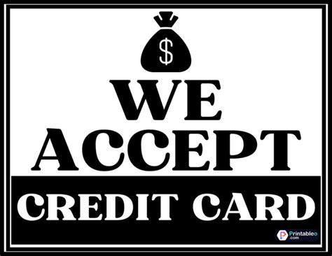 Printable We Accept Credit Card Signs