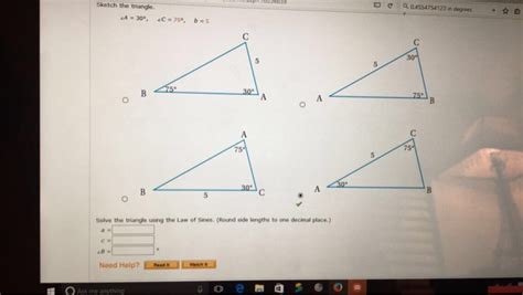 Solved Sketch The Triangle A 30 Degree C 75 Degree B