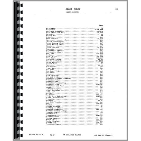 Massey Ferguson 1505 Tractor Parts Manual