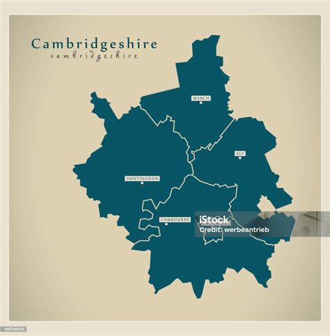 Modern Map Cambridgeshire With Districts Uk Stock Illustration ...