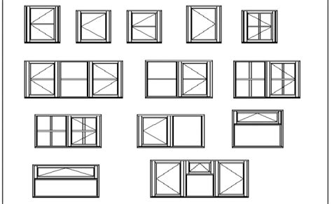 Multiple Windows Design Cad Blocks Details Dwg File