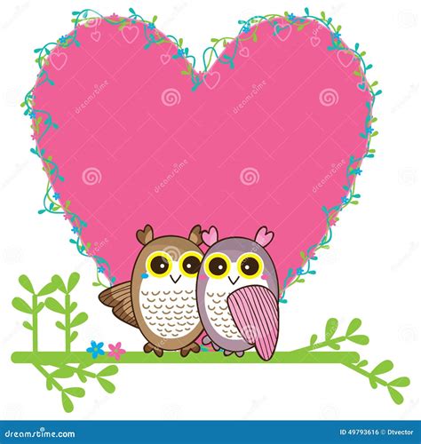 Owl Love Pair Card Stock Vector Illustration Of Birthday 49793616