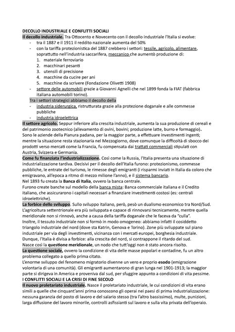 Decollo Industriale Giolitti DECOLLO INDUSTRIALE E CONFLITTI SOCIALI
