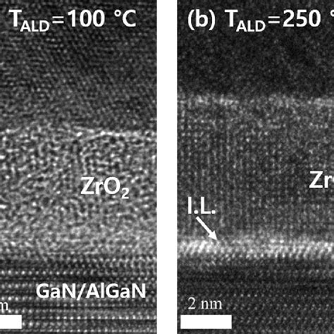 Cross Sectional HR TEM Images Of ZrO 2 GaN Capped AlGaN As A Function