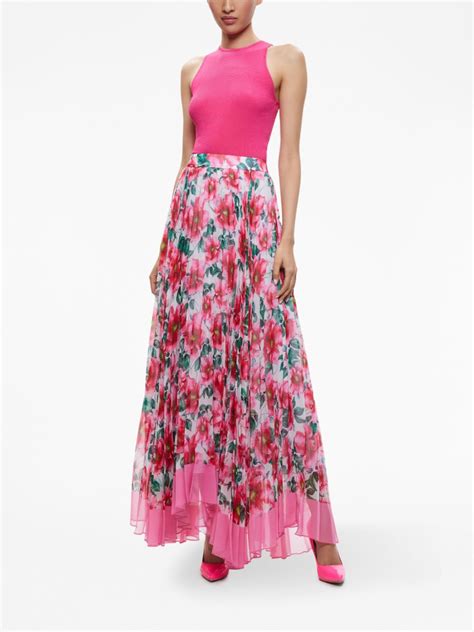 Alice Olivia Katz Sunburst Floral Print Maxi Skirt Farfetch