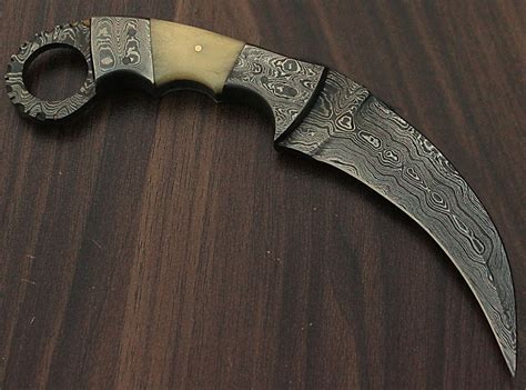 Handmade Damascus Karambit Original Camel Bone And Damascus Handle