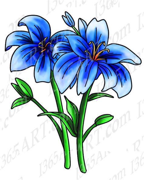 Blue Flower Clipart Blue Flower Clip Art Scrapbooking | Etsy