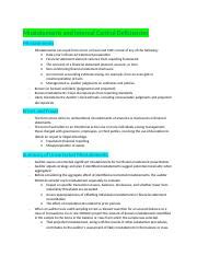 Understanding Misstatements And Internal Control Deficiencies Course