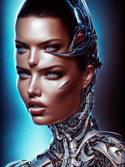 Portrait Face Fronting Of Adriana Lima Wearing Epic Stable Diffusion