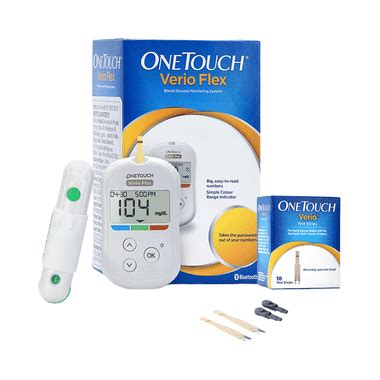 OneTouch Combo Pack Of Erio Flex Glucometer Box Of 10 Test Strips Free