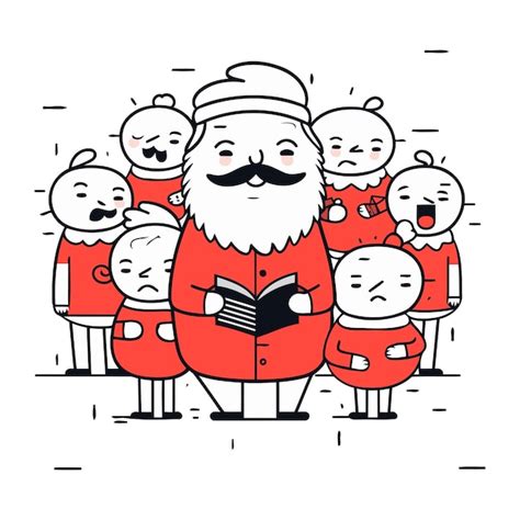 Pap Noel Leyendo Un Libro Con Sus Amigos Ilustraci N Vectorial Al