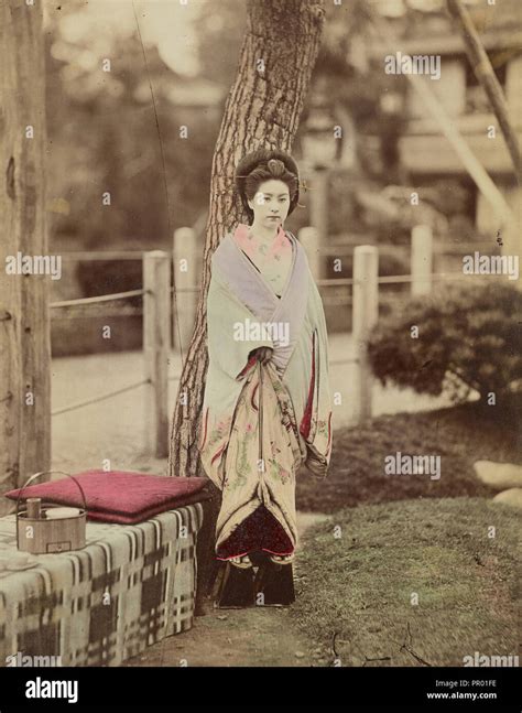 Girl Standing Near Tree Kusakabe Kimbei Japanese 1841 1934 Active