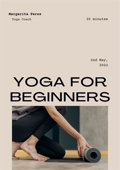 Beige Yoga Poster Minimalist Class Announcement Promotion Templates