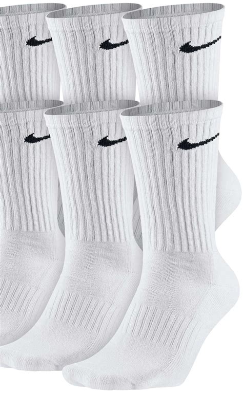 Mens Everyday Socks Nike Cotton Crew Socks 6 Pack White M