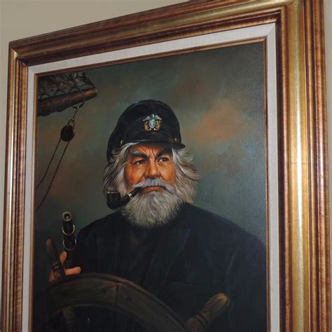 Original Oil Painting On Canvas 70s Kim Benson Sea Captain