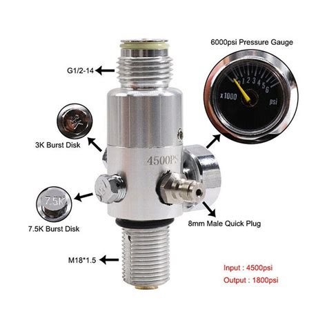 Psi Pressure Air Tank Regulator For Paintball Pcp Hpa Valve Tank