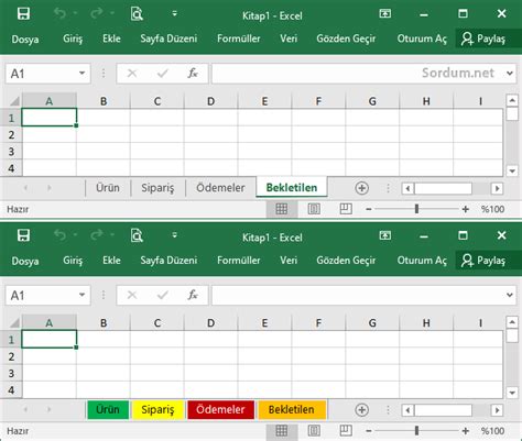 Excelde Sayfa Sekme Rengi Nas L De I Tirilir