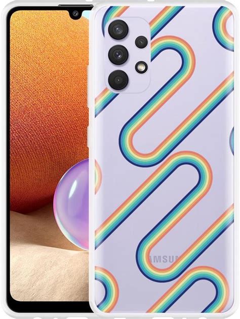 Hoesje Geschikt Voor Samsung Galaxy A32 4G Retro Regenboog II Bol