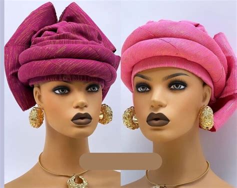 Zara Gele Hat Auto Gele Asooke African Gele Pink Headtie Ready