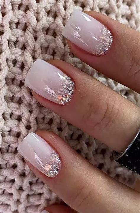 Glitter Fade Nails Faded Nails Neutral Nails Glitter French Manicure