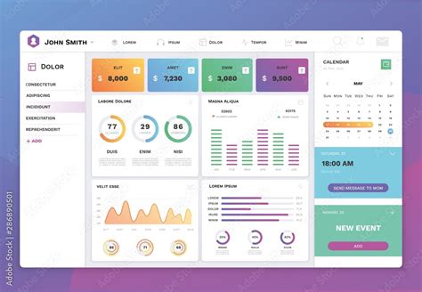 Infographic Ui Dashboard Template Modern Admin Panel Interface With