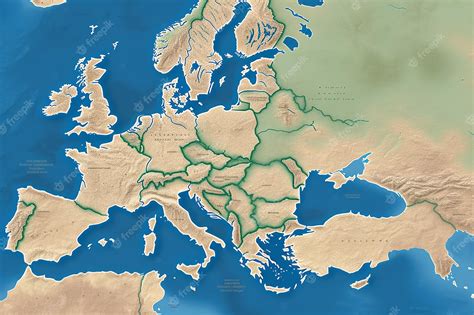 Premium AI Image | A map of europe showing the borders of europe.